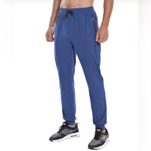 Men's Joggers Pants Running Workout Athletic Quick Dry Tapered Pant Blue